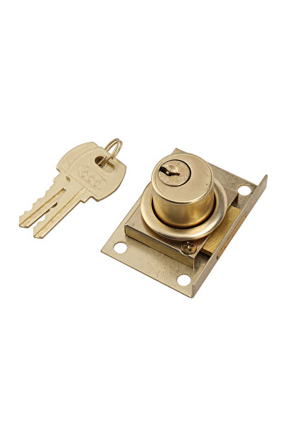 Lawazim Drawer Lock - Gold Color with 2 Keys Rust-Resistant Security Lock for Cabinets & Drawers