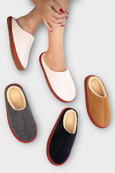 Liger Γυναικείες παντόφλες για το σπίτι με κεντημένη επένδυση με ψάθινη σόλα, μπεζ