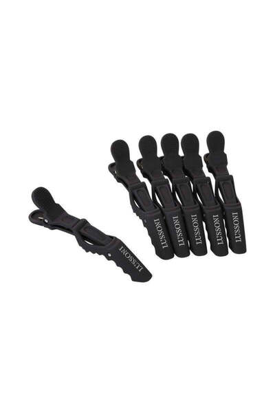 Lussoni Κλιπ μαλλιών με σχέδιο δράκου - Croc Clips ματ μαύρο 6 τεμάχια -