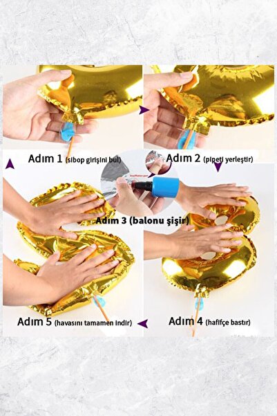 PEKSHOP Gold Detaylı MAVİ Çiçek Şekilli Folyo Balon