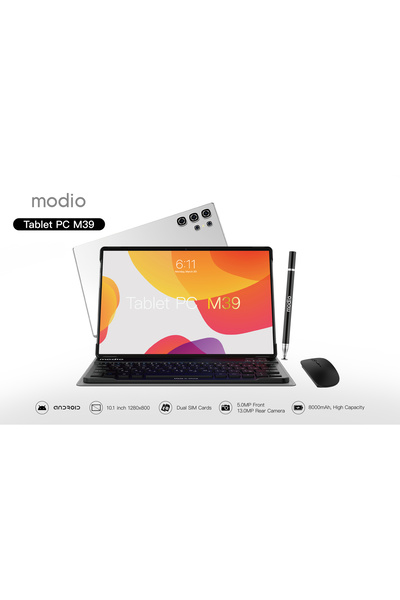 Modio M39 10.1" Android Tablet PC, 12GB RAM 512GB ROM, Dual SIM 4G, WiFi, Bluetooth, Dual Camera