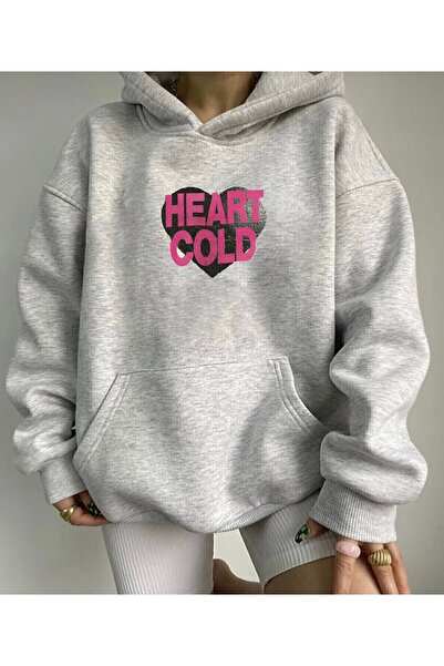 FUFLUNS سترة رياضية كبيرة الحجم مطبوعة عليها HEART COLD للجنسين للنساء/الرجال