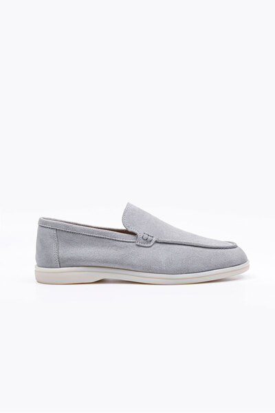 Vantaggio Loop Gray Suede 100% Genuine Leather Men's Loafer Shoes