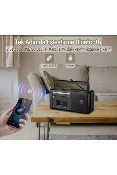 Knstar PX-680BT Fm Radyo-Usb-Mp3 Player Bluetoothlu Kaset Çalar Teyp Gri