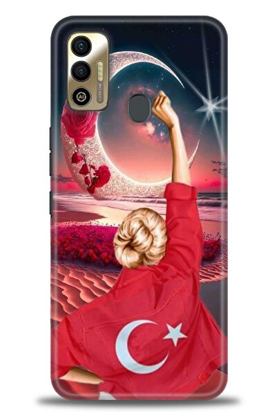 Rulet Aksesuar حافظة سيليكون HD مطبوع متوافقة مع هاتف Tecno Spark 7T + واقي ش...