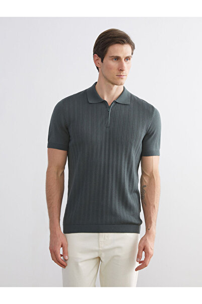 LC Waikiki Green Polo Neck Short Sleeve Men's Knitwear Sweater