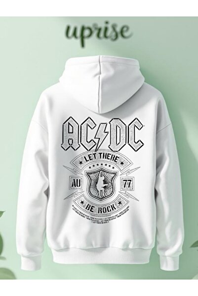 Vordevia Hanorac ACDC cu imprimeu din bumbac cu supradimensionat fire O