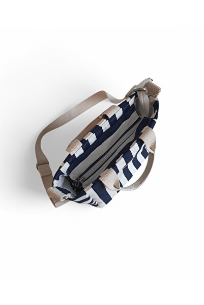 Al Ver Gülüm Women's Striped Waterproof Fabric Daily Use Tote Bag