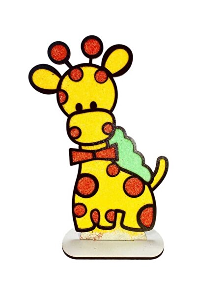 NEWBRENDHOME لعبة تعليمية للأولاد على شكل زرافة خشبية للرسم بالملح: ارسم وصنع...