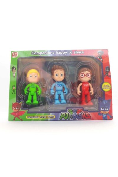 AMALFİ Pijamaskeliler 3 Lü Figür Oyuncak Kedi Çocuk Kertenkele Baykuş Kız Pjmask Y058 Çocuk Eğitici Oyunca