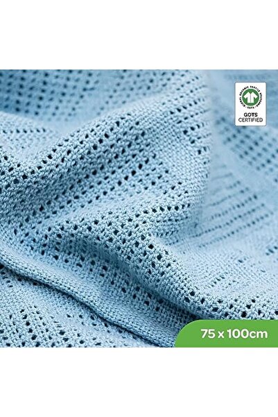 Moon Organic Cellular Blanket 75 X 100 cm – for baby 0 Months+ Pure Cotton Soft, Smooth,