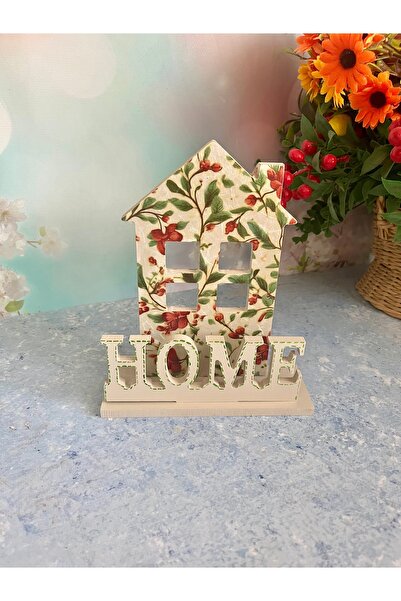 Bypinaryuksel Wooden Napkin Holder with the Word'Home' Written on It