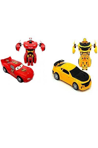 OMZ Eğitici Oyuncaklar Robota Dönüşebilen Çekbırak 2 Li Araba Kız Erkek Çocuk...