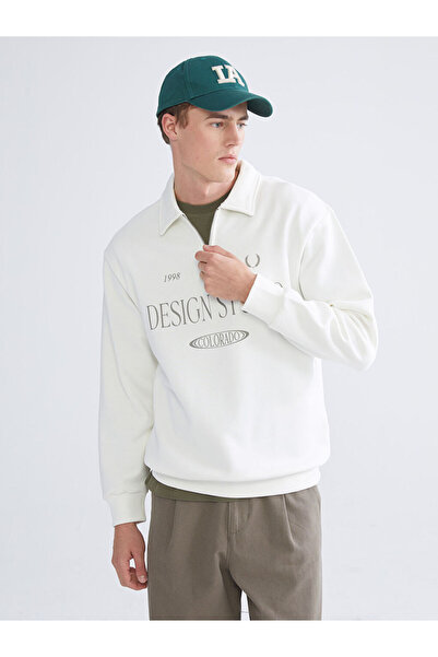 LC Waikiki Ecru Polo Neck Men's Sweatshirt