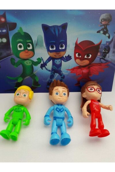 AMALFİ Pijamaskeliler 3 Lü Figür Oyuncak Kedi Çocuk Kertenkele Baykuş Kız Pjmask Y058 Çocuk Eğitici Oyunca