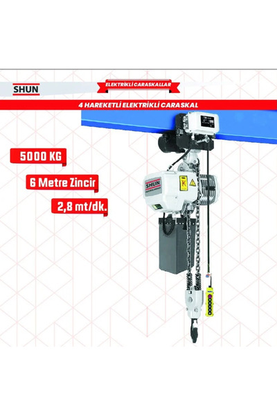Shun Caraskal Vinç elektrikli 4 haraketli 5 ton 6 metre