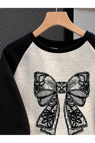 MOONBULL Γυναικείο φούτερ με μακρυμάνικο λαιμόκοψη με λεπτομέρειες χειμερινής στάσης