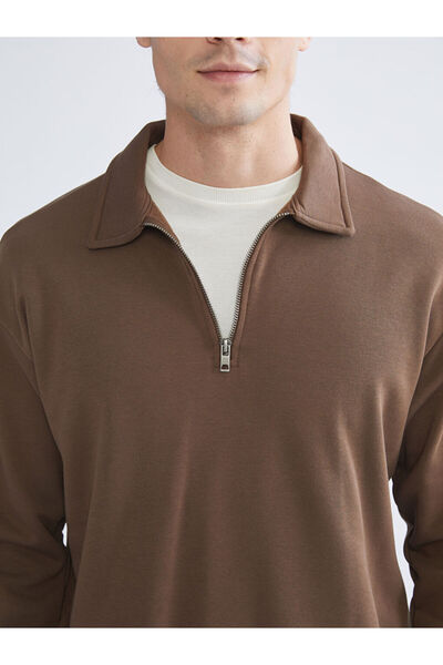 LC Waikiki Λαμπερές επιλογές από το Shining Store | Ανδρικό χοντρό φούτερ με λαιμόκοψη πόλο