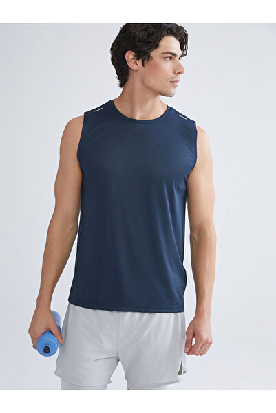 LC Waikiki تي شيرت إنديجو بدون أكمام للرجال ذو ياقة دائرية