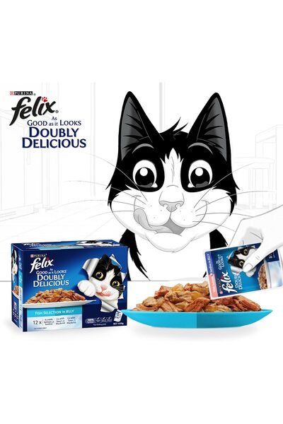 Generic Purina Felix As Good As It Looks Doubly Delicious Wet Cat Food Fishy Selections 85g (Pack of 12)