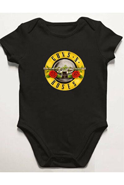 venüsdijital Guns N Roses Baskılı Siyah Bebek Body Zıbın