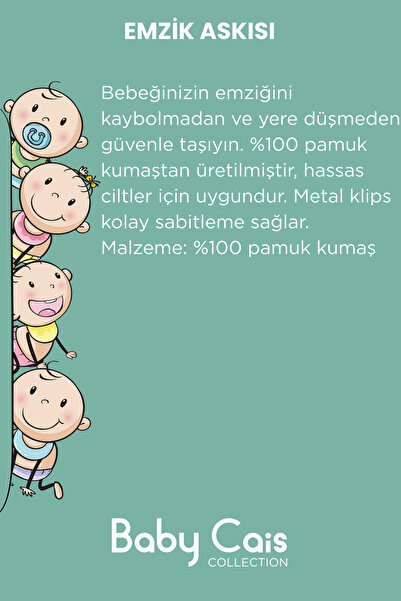 Baby Cais Collection Organik Pamuk Emzik Zinciri - Emzik Askısı - Bebek Hediyesi Set11