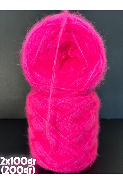Ana&Kuzusu İplik Neon pembe 2 kat sarım (orta kalınlık) moher örgü ip 200gr