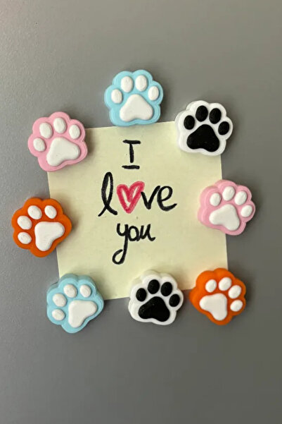 Genç 3D Kedi Patili Magnet | Güçlü Neodyum Mıknatıs | Karışık Renk | Buzdolabı ve Pano İçin | 8 ADET