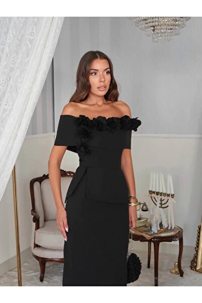 zoezoe Μακρύ φόρεμα με λεπτομέρεια λουλουδιών Rina Design