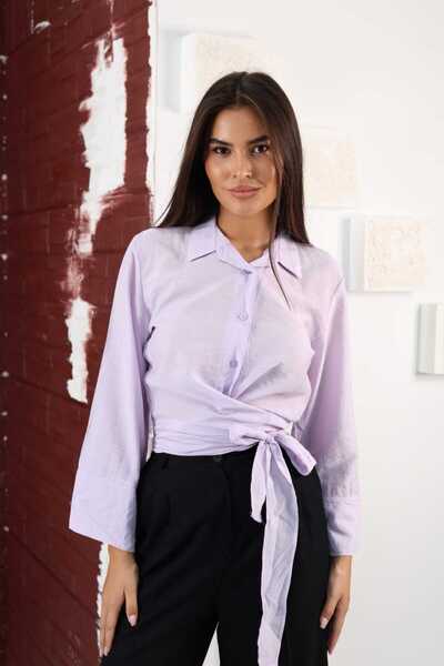 lesclees Kadın Ispanyol Kol Bağlamalı Beli Kuşaklı Gömlek