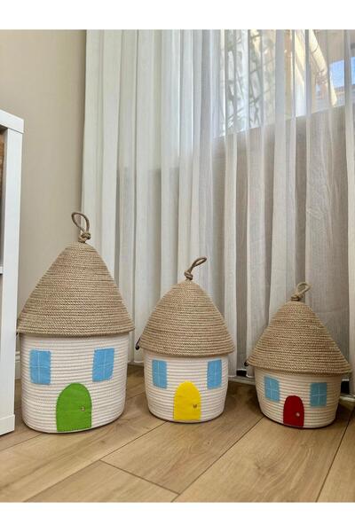 NuaCraft Children's Baby Room Wicker House Figured Toy Basket, Organizer, Gift Decorative Basket