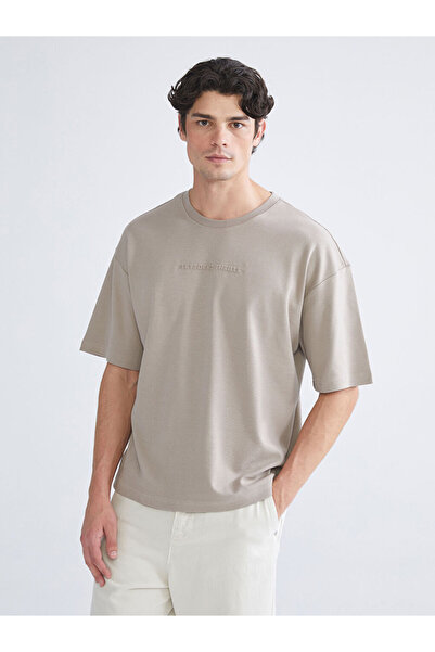 LC Waikiki Tricou pentru bărbați cu imprimeu bej cu decolteu