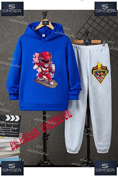 SS SİNSER Детски унисекс комплект спортен екип с качулка и принт „POWER RANGE...