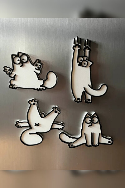 Genç 3D Simon's Cat Magnet | Güçlü Neodyum Mıknatıs | Karışık Renk | Buzdolabı ve Pano İçin Dekoratif Magnet