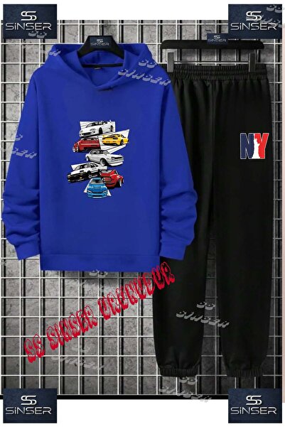 SS SİNSER Детски унисекс комплект спортен екип с качулка и принт „ЦВЕТНИ КАРИ...