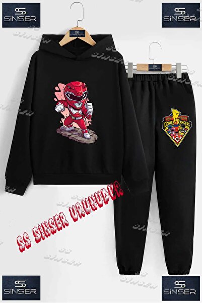 SS SİNSER Детски унисекс комплект спортен екип с качулка и принт „POWER RANGE...