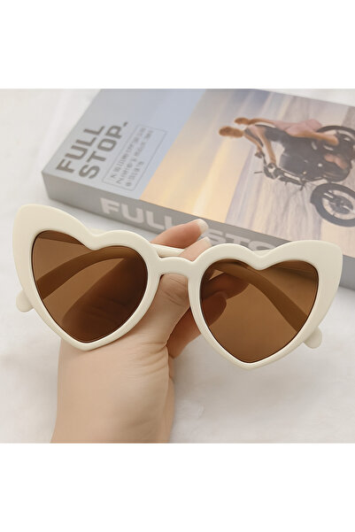 Straight Light Heart-Shaped Bride Gender Party Gender Reveal Glasses Beige Br...