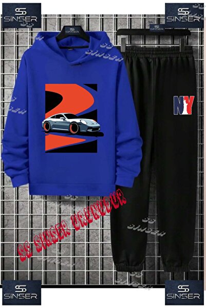 SS SİNSER Παιδικό Unisex Σετ Φόρμας με Κουκούλα με Στάμπα "CAR GRAY RED BLACK...