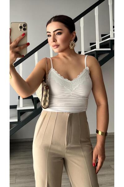 Oslove White Lace Detailed Blouse