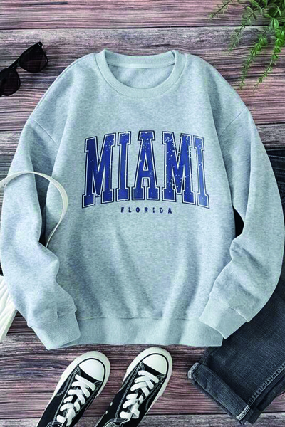 LAPS Crew Neck Gray Miami Florida Oversize Sweatshirt