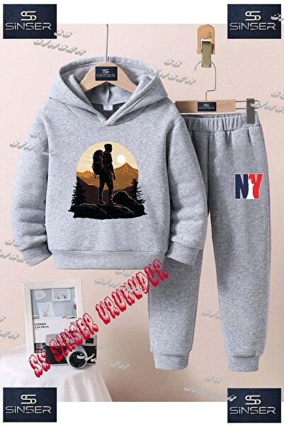 SS SİNSER Παιδικό Unisex Σετ Φόρμας με Κουκούλα και Στάμπα "DAG ADAM"