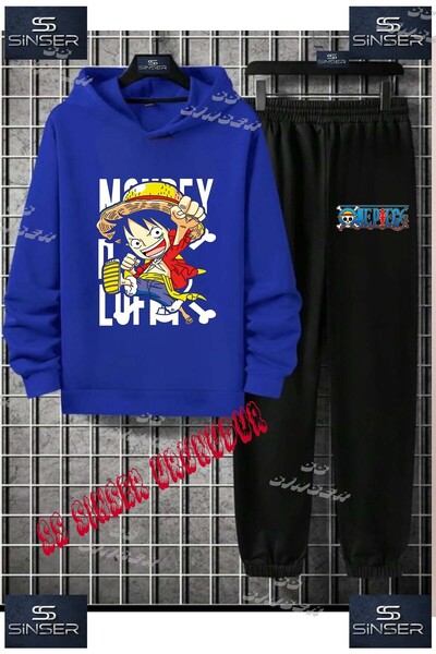 SS SİNSER Детски унисекс комплект спортен екип с качулка и принт „ANIME ONE P...
