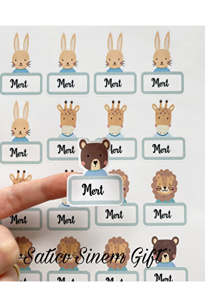 Sinem Gift 60 Adet İsimli Okul Etiketi -İsimli Defter , Kitap Etiketi- Yapışkanlı Etiket