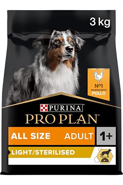 PURINA DOG&CAT CHOW طعام جاف للكلاب البالغة بورينا برو بلان لايت معقم، جميع الأحجام، مع الدجاج، 3 كجم