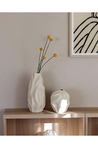 Bienohome Seramik Bej 2'li Stoneware Vazo, Boho Tarzı Seramik Vazo Seti, Ev Hediyesi