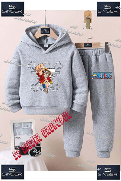 SS SİNSER Παιδικό Unisex Σετ Φόρμας με Κουκούλα και Στάμπα "ANIME ONE PIECE C...