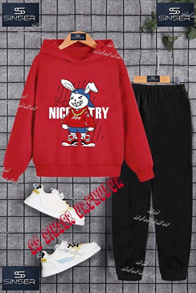 SS SİNSER Παιδικό Unisex Σετ Φόρμας με Κουκούλα και Στάμπα "TAVSAN NICE MAKAS"