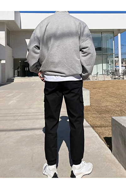 LAPS Unisex Gray Los Angeles Printed Mock Neck Zippered Oversized Sweatshirt