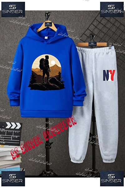 SS SİNSER Детски унисекс спортен екип с качулка и принт „DAG ADAM“