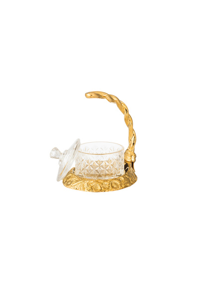 Dania Glass sugar bowl with a golden metal stand - elegant presentation in every hospitality detail